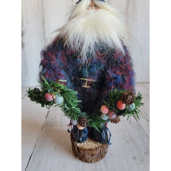 Country folk art Santa Claus Garland figure Xmas unique - Picture 3 of 9